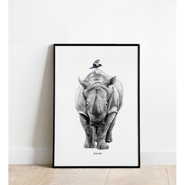 Poster Neushoorn B: 30x40 - 5 stuks Poster Neushoorn B: 30x40 - 5 stuks