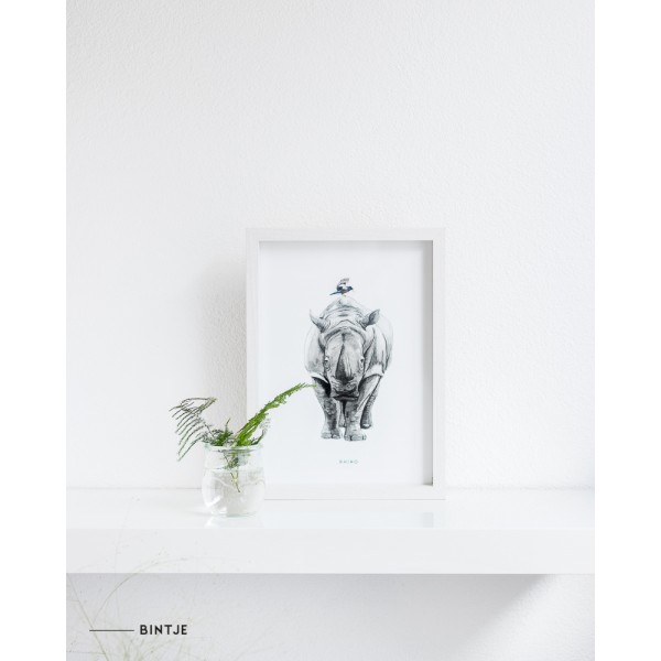 Poster Neushoorn A: A4 - 6 stuks Poster Neushoorn A: A4 - 6 stuks