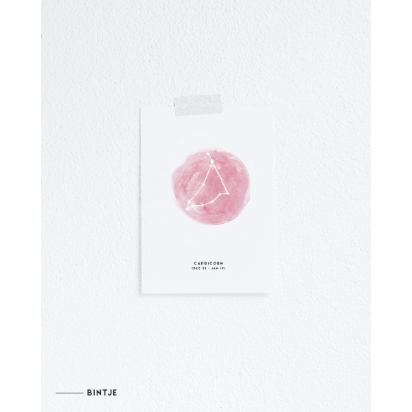 Ansichtkaart Sterrenbeeld roze - 10 stuks