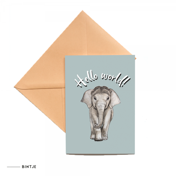 Dubbele Ansichtkaart Baby olifant - 10 stuks Dubbele Ansichtkaart Baby olifant - 10 stuks