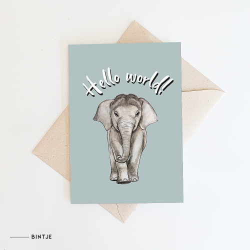 Greeting card Elephant - 10 pieces