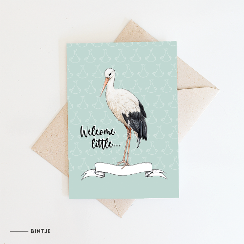 Greeting card Stork - 10 pieces