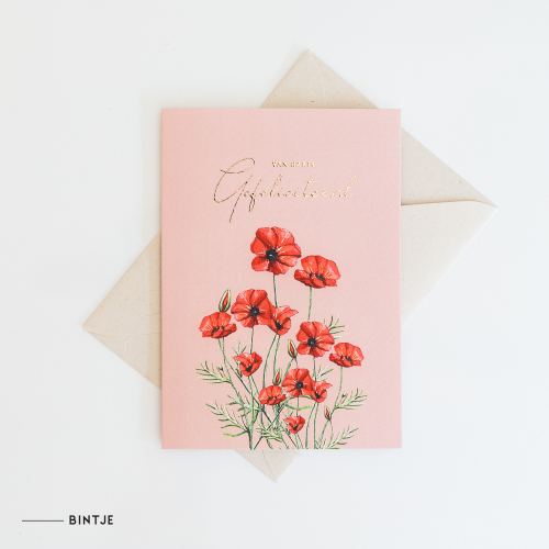 Greeting card Flower Gefeliciteerd - 10 pieces