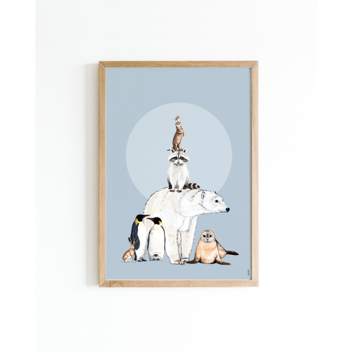 Poster Stack winter animals A4 6 st.