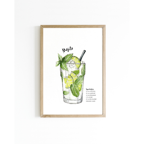 Mini poster Cocktail Mojito 15x20 6 st