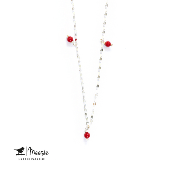 Ketting: Rode Koraal zilver - 3 stuks Ketting: Rode Koraal zilver - 3 stuks