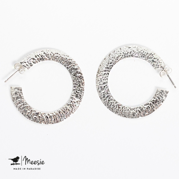 Oorbellen Princess gehamerd medium zilver - 3 sets Oorbellen Princess gehamerd medium zilver - 3 sets