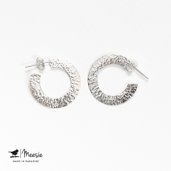 Oorbellen Princess gehamerd small zilver - 3 sets Oorbellen Princess gehamerd small zilver - 3 sets