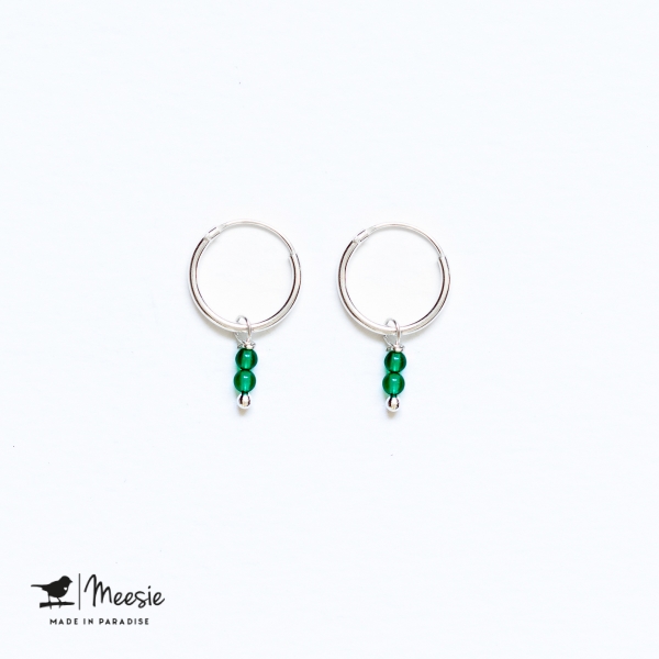 Oorbellen Groene Kwarts Dubbel zilver Oorbellen Groene Kwarts Dubbel zilver