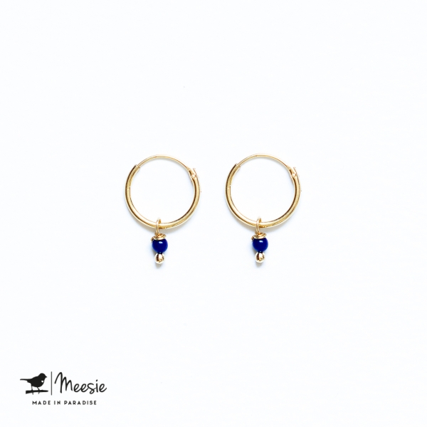 Oorbellen Lapis Lazuli mini goud op zilver Oorbellen Lapis Lazuli mini goud op zilver