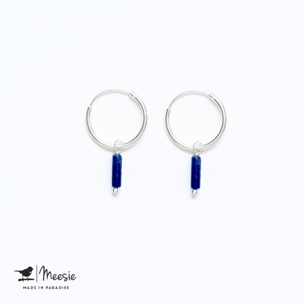 Oorbellen Lapis Lazuli staafje zilver Oorbellen Lapis Lazuli staafje zilver