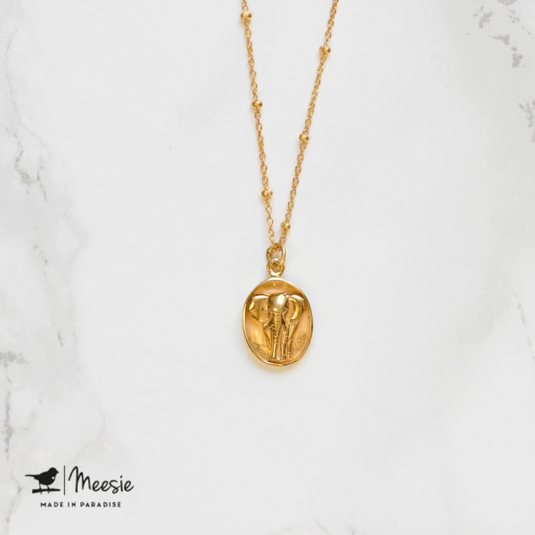 Ketting: Medallion Olifant goud op zilver - 3 stuks Ketting: Medallion Olifant goud op zilver - 3 stuks
