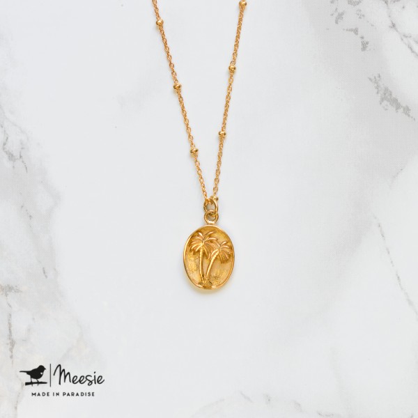 Ketting: Medallion Palmboom goud op zilver - 3 stuks Ketting: Medallion Palmboom goud op zilver - 3 stuks