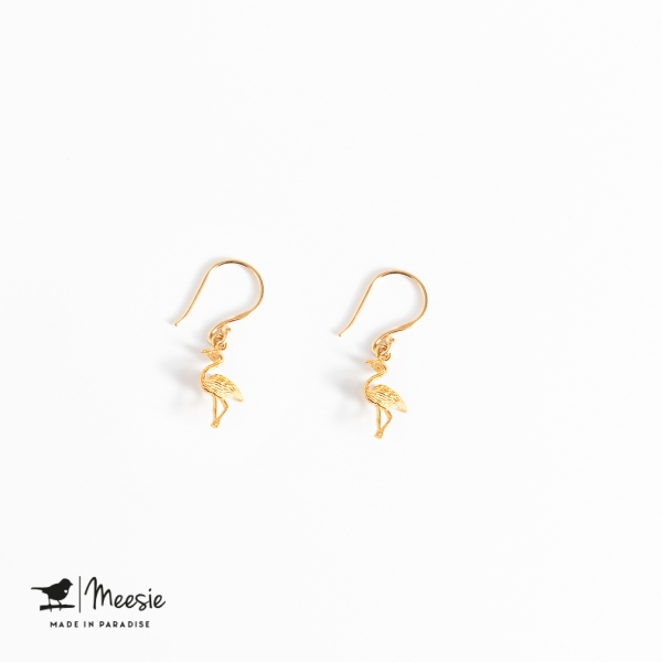 Oorbellen Hangers Flamingo goud op zilver - 3 sets Oorbellen Hangers Flamingo goud op zilver - 3 sets
