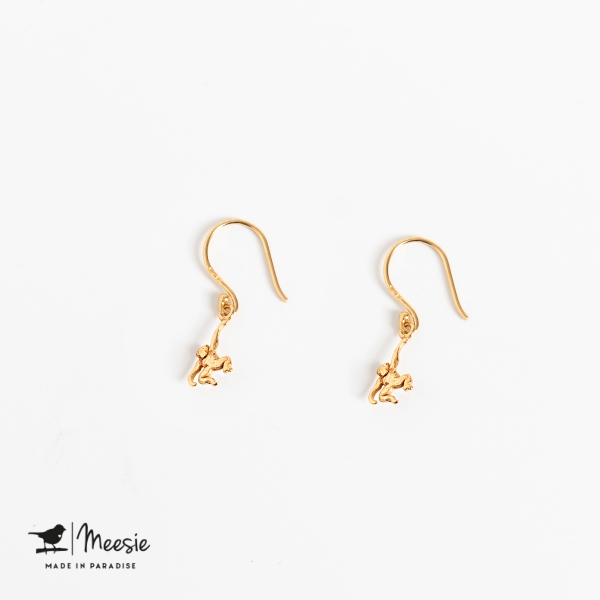Oorbellen Hangers Aap goud op zilver - 3 sets Oorbellen Hangers Aap goud op zilver - 3 sets
