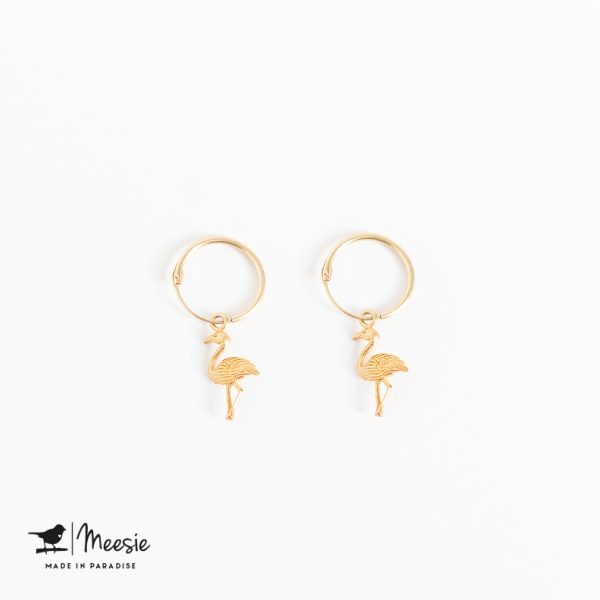 Oorbellen Flamingo goud op zilver Oorbellen Flamingo goud op zilver