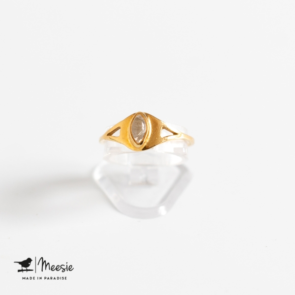 Ring Empress Maansteen edelsteen goud op zilver Ring Empress Maansteen edelsteen goud op zilver