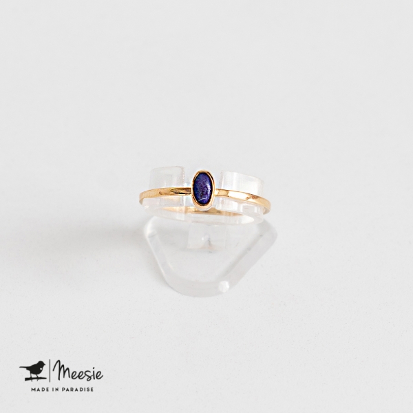 Ring ovale Lapis Lazuli edelsteen goud op zilver Ring ovale Lapis Lazuli edelsteen goud op zilver
