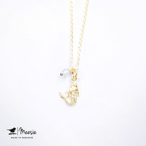 Ketting: Zeemeermin Maansteen goud op zilver - 3 stuks Ketting: Zeemeermin Maansteen goud op zilver - 3 stuks