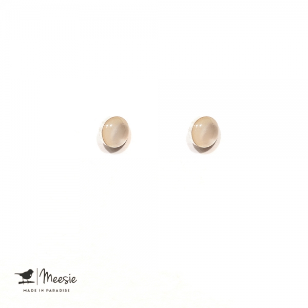 Oorbellen Studs Maansteen zilver - 3 sets Oorbellen Studs Maansteen zilver - 3 sets