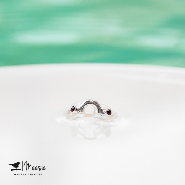 Ring Rainbow met mini Granaat edelstenen zilver - 3 stuks Ring Rainbow met mini Granaat edelstenen zilver - 3 stuks