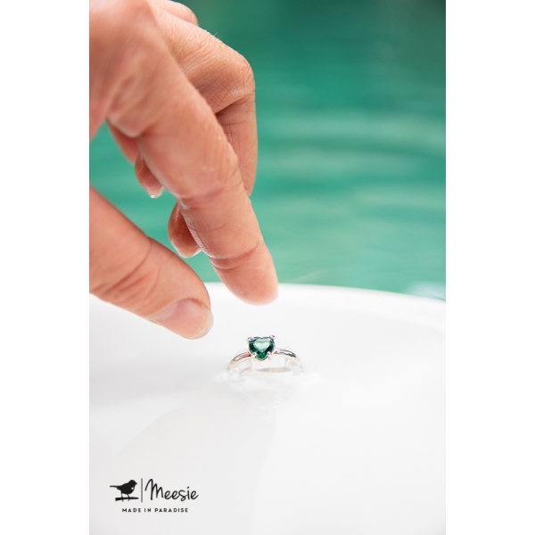 Ring Groene Kwart Hart edelsteen zilver - 3 stuks Ring Groene Kwart Hart edelsteen zilver - 3 stuks