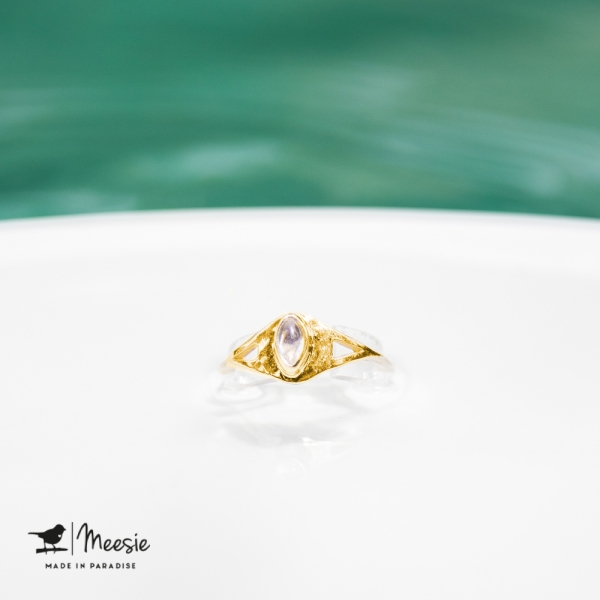 Ring Empress Maansteen edelsteen goud op zilver - 3 stuks Ring Empress Maansteen edelsteen goud op zilver - 3 stuks