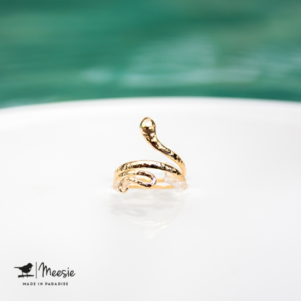 Ring slang goud op zilver - 3 stuks Ring slang goud op zilver - 3 stuks
