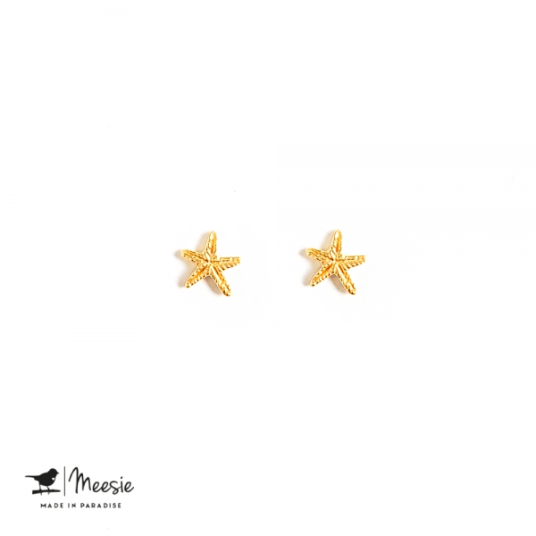 Studs: Zeesterren goud op zilver - 3 paar Studs: Zeesterren goud op zilver - 3 paar