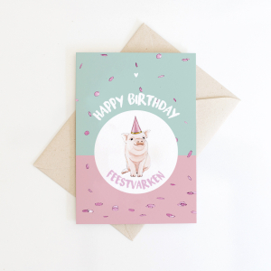 Greeting card Little pig - 10 pieces