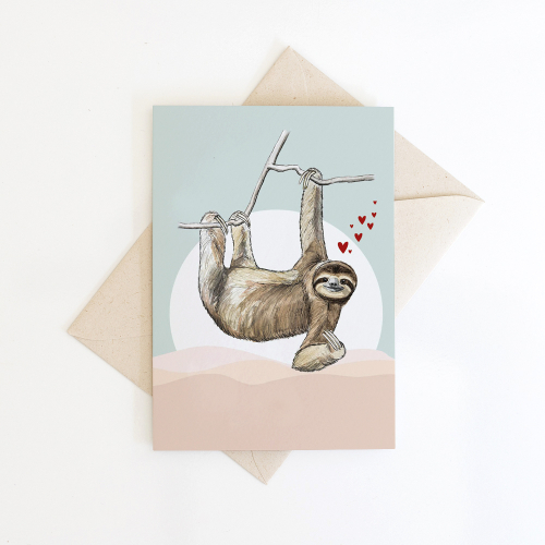Greeting card Sloth - 8 pieces