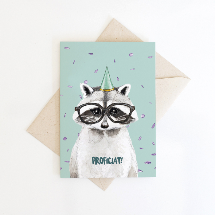 Folded card Raccoon - 10 pieces