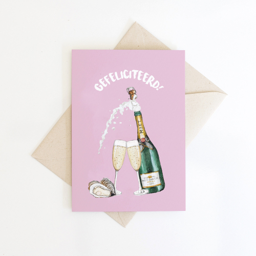 Dubbele Wenskaart Champagne 10 st.