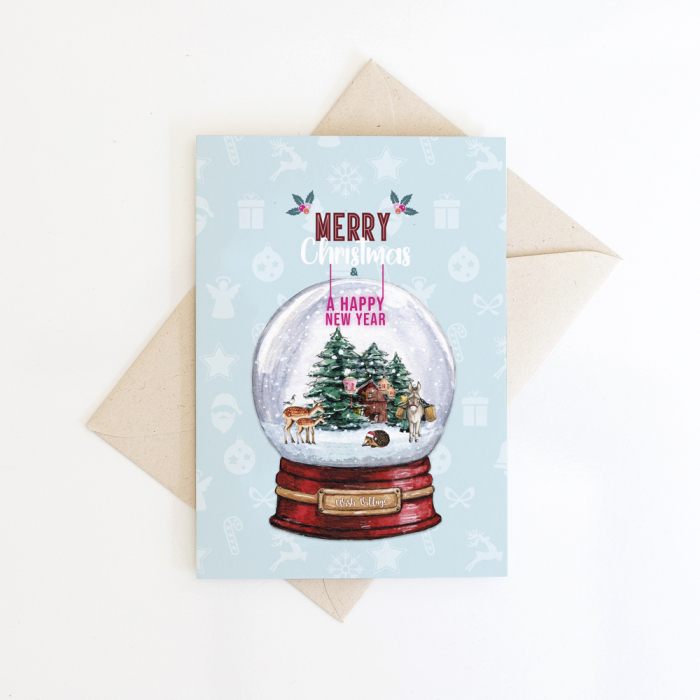 Dubbele Wenskaart Kerst globe 10 st. Dubbele Wenskaart Kerst globe 10 st.