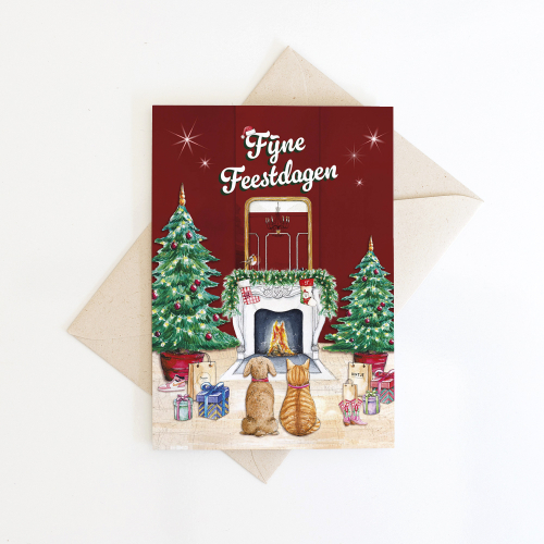 Greeting card Christmas fireplace - 10 pieces