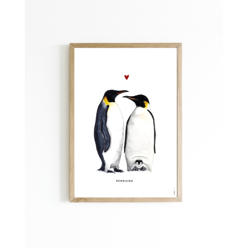 Mini poster Penguins heart 15x20 6 st