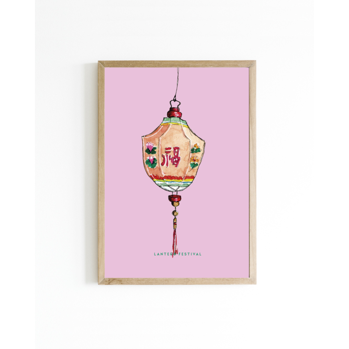 Mini poster Lantern festival pink 15x20 6 st.