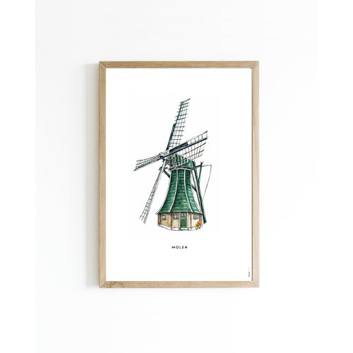 Mini poster Holland molen 15x20 6 st.