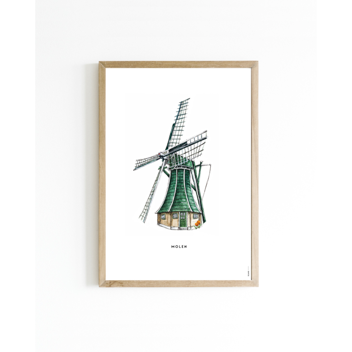 Mini poster Holland molen 15x20 6 st.