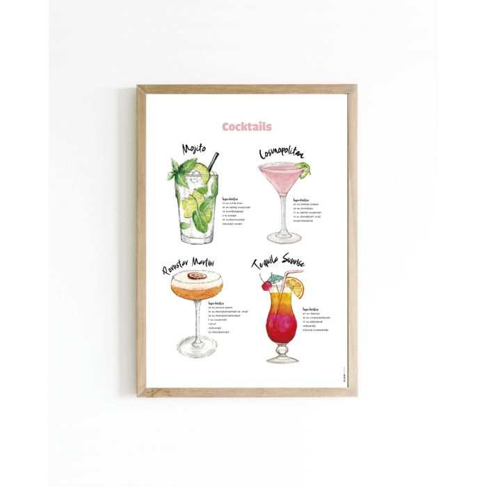 Poster Cocktails A4 6 st.
