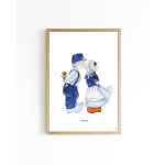 Poster Kussend Delfts blauw paartje A4 6 st.
